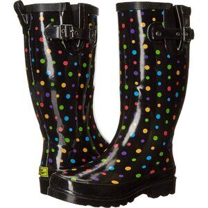 Ⓜ️Women's Black Multi Dots Round Toe Waterproof Outdoor Garden Rain Shoes